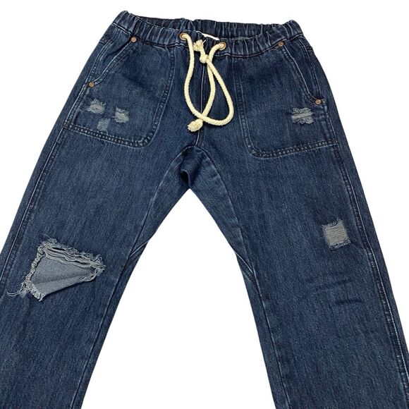 One Teaspoon Shabbies Drawstring Boyfriend Denim Jean Women XS Destroyed - Picture 8 of 16